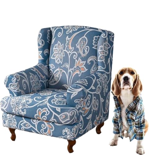 Ohrensessel Überzug Samt Sesselbezug Ohrensessel Stretch Sessel-Schutzbezug 2 Teilig Sessel-Überwürfe Ohrensessel Überzug,Sesselhusse Elastisch Tiger Stuhlbezug Mit Armlehne Hohe Rückenlehne ( Color : von ANKLET