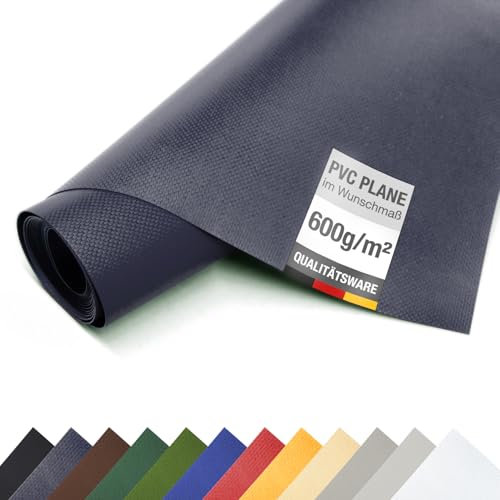 (1,5m breit) LKW Plane/PVC-Plane 600g/m² - Meterware ohne Ösen, Gewebeplane Holzabdeckplane, Sichtschutz Camping Zaunplane Balkonschutz (Anthrazit RAL7016) von ANKO PLANEN