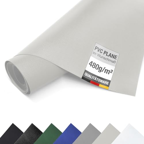 (480g/m²) LKW-Plane/PVC-Plane, Meterware ohne Ösen - 3m Breite - Gewebeplane Schutzplane Industrieplane Abdeckplane (3m x 4m, Lichtgrau RAL7035) von ANKO PLANEN