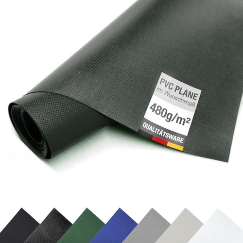 (480g/m²) LKW-Plane/PVC-Plane, Meterware ohne Ösen - 3m Breite - Gewebeplane Schutzplane Industrieplane Abdeckplane (3m x 20m, Anthrazit RAL7016) von ANKO PLANEN