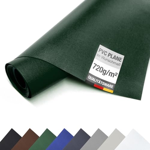 (5-6m breit) LKW Plane PVC Plane 720g/m² - Meterware - ohne Ösen, Premium Abdeckplane - reißfest und wetterbeständig (5m x 2m, Grün RAL6005) von ANKO PLANEN