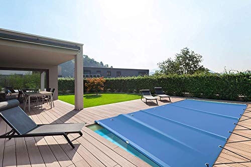 SafeDeluxe Rechteckige Poolplane Rollschutzabdeckung Poolabdeckung aus LKW PVC Plane ohne Stangen (3,5m x 6m, Anthrazit) von ANKO PLANEN