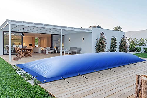 AirDeluxe Rechteckige aufblasbare Poolplane Schwimmbad Abdeckung aus LKW Plane, Winter Poolabdeckung (4m x 3m, Blau) von ANKO PLANEN