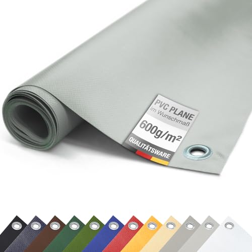 ANKO PLANEN 600 g/m² PVC LKW Abdeckplane mit verzinkten Ösen 50 cm – UV-stabil & reißfest Matte Schutz- & Industrieplane (Grau, 3m x 3m) von ANKO PLANEN