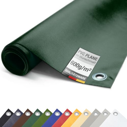ANKO PLANEN 600 g/m² PVC LKW Abdeckplane mit verzinkten Ösen 50 cm – UV-stabil & reißfest Matte Schutz- & Industrieplane (Grün, 3,2m x 1m) von ANKO PLANEN