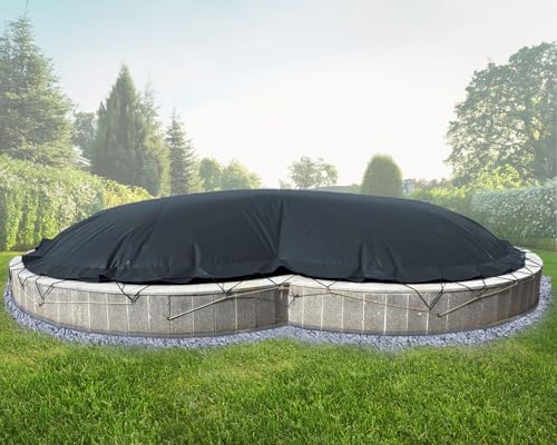 AirDeluxe Aufblasbare achtform Poolabdeckung Poolplane aus LKW Plane 680 g/m² (1360g/m²) - stabile Winter Abdeckung (Anthrazit RAL7016, 5,25m x 3,20m) von ANKO PLANEN