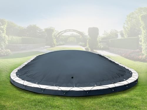 AirDeluxe Ovale aufblasbare Poolplane Schwimmbad Abdeckung aus LKW-Plane - stabile Winter Poolabdeckung (4,50m x 2,50m, Anthrazit) von ANKO PLANEN