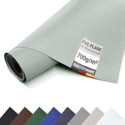 LKW PVC Plane 700 g/m² Meterware Plane Premium Abdeckplane Gewebeplane Schutzplane hochwertig matt (Grau, 2,5m x 8m) von ANKO PLANEN