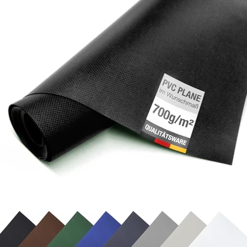 LKW PVC Plane 700 g/m² Meterware Plane Premium Abdeckplane Gewebeplane Schutzplane hochwertig matt (Schwarz, 2,5m x 5m) von ANKO PLANEN