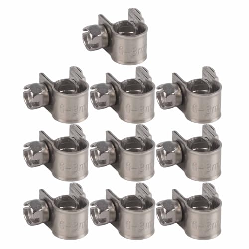 10 -pcs Edelstahl Mini -Kraftstoffleitungsrohrschlauchklemmclip 6mm bis 20 mm optionale Größe (6-8 mm) von ANKROYU
