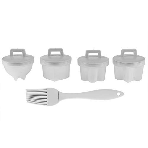 4Pcs Kunststoff Ei Herd Kessel Pudding Form mit Öl Pinsel Kochgeschirr Küche Zubehör (Grau) von ANKROYU