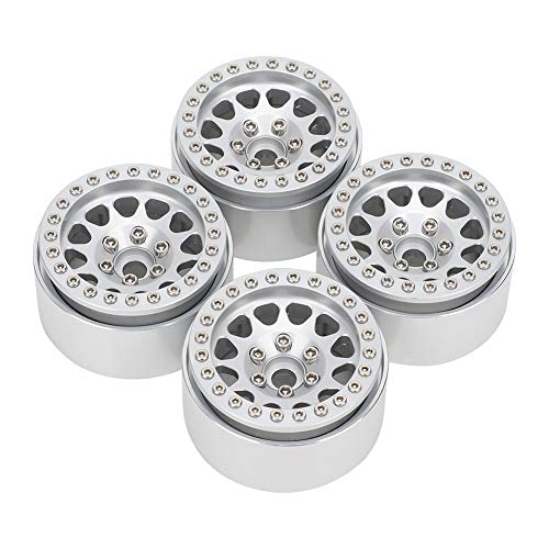 4pcs 1:10 Maßstab Metalllegierung RC Crawler Wheel Felgen Hochleistungs -Upgrade -Teile, die mit axial SCX10 SCX10II 90046 90047 CC01 D90 D110 Modelle schwarz Silber schwarz Gold (Silber) von ANKROYU