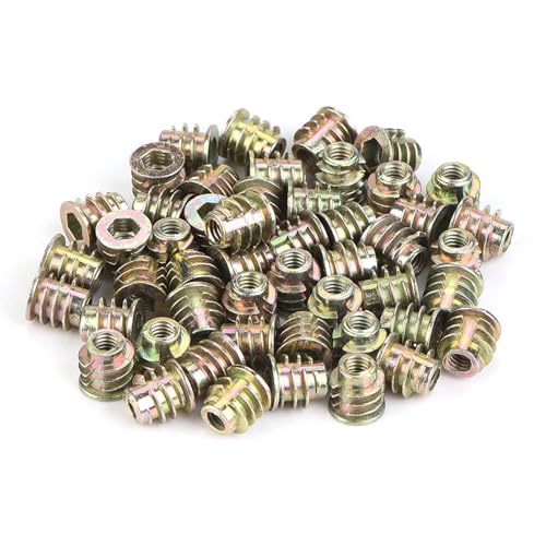 50 or 100 PCS M4 M5 Zinc Alloy Insert Nuts, Inside Hex Socket Furniture Fastener Nuts with Flange Cover for Woodworking Assembly (M4*8 mit Deckung (50pcs)) von ANKROYU