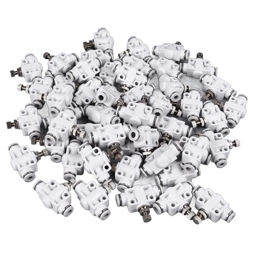 50pcs Schnellanschluss Luftschlauchanschluss einstellbares Durchflussregelventil Pneumatische Luftrohranschluss für Industrieautomation Geräte Kunststoff 6mm OD -Rohr von ANKROYU