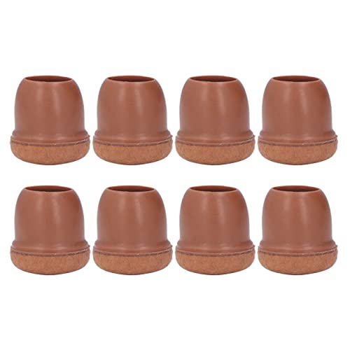 8 PCS Stuhl Bein abdeckungen, braune runde Möbel Fuß Schutz mit Filz Pads, Bodenschutz Kappen für Tischhocker Beine (M 8.5 X 6.5 X 1.6in) von ANKROYU