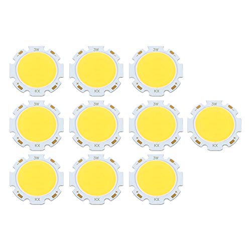 ANKROYU 10 Stück LED-Chip-Glühbirne, Aluminiumplatte, Rund, COB, 3 W, Hochleistungs-LED-Chip-Glühbirne, Lampenlicht, LED-Lampe, Rund, COB, LED-COB-LED-Lampenperlen Für Flutlicht(Natural Light 4000k) von ANKROYU