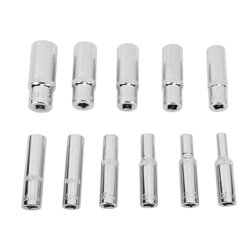 ANKROYU 11 Stücke 1/4 Zoll Sechskant erweiterter Sockel -Set Chrom Vanadium Stahl 6 Punkte Deep Sockel 4 mm bis 14 mm für professionelle Mechanik und DIY -Reparaturen von ANKROYU