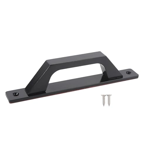 ANKROYU 2pcs Aluminiumlegierung rostfeste Türgriffe zum Schieben von Scheunenschrankschrankschulen moderne glatte Oberflächenkleber oder Schraubenhalterung 200 mm (Schwarz) von ANKROYU