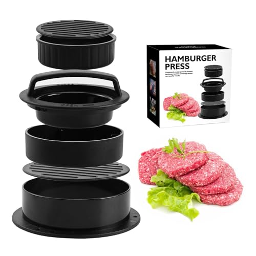 ANKROYU 3 in 1 Burger Press Hamburger Patty Maker Non -Stick Easy Release Manual Fleischpresse Rundes Küchenwerkzeug für Hauskochen im Freien BBQ Schwarze Abs Plastik 253 g mit 100 ANKROYU 3 in 1 Burger Press Hamburger Patty Maker Non -Stick Easy Release Manual Fleischpresse Rundes Küchenwerkzeug für Hauskochen im Freien BBQ Schwarze Abs Plastik 253 g mit 100 von ANKROYU