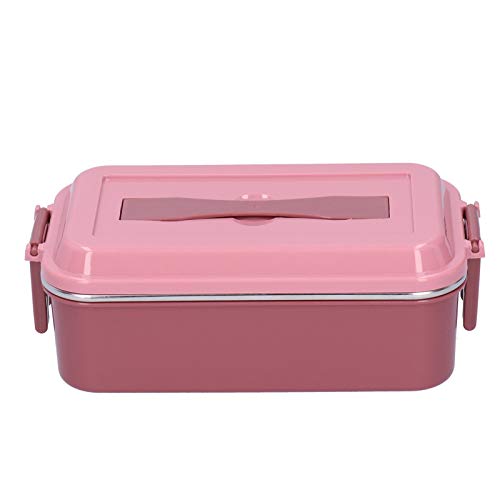 ANKROYU 304 Edelstahl Lunchbox Isoliertes Leckfest Box Tragbarer Lebensmittelbehälter mit Griff für Büroschule Picknick Outdoor Travel Rosa (Einzelne Schicht von Kirschblüten) von ANKROYU