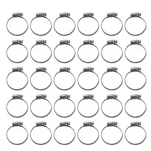 ANKROYU 30pcs Schlauchklemmen Deutsches Stil Verstellbar 304 Edelstahl -Stahlleitungsklemme Rohrrohr -Clips für Automobilplattenmaschinen Wasserrohre (27-51) von ANKROYU