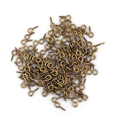 ANKROYU 3Colors 200pcs Augenstifte Eyepins Legierung Fadenschraube Augenhaken Schmuckbefunde für DIY -Crafting -Harz -Holzzauber Gold Silber Bronze 0,4x0,8 cm (Gold) (Silber) (Alte Bronze) von ANKROYU