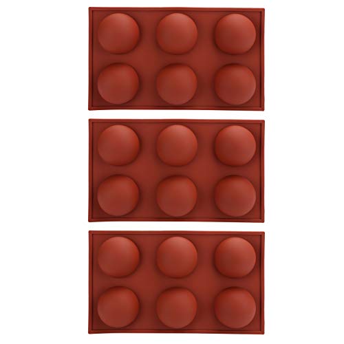 ANKROYU 3pcs Halbkugel Silikonform Backform DIY Heiße Schokolade Mousse Kuchen Dome Form Lebensmittelqualität Silikon Backware für Dessert machen 12,5 Unzen (5 Löcher) (6 Löcher) von ANKROYU
