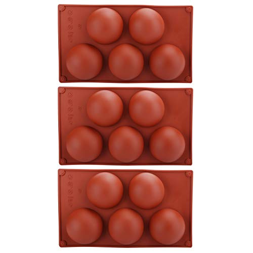 ANKROYU 3pcs Halbkugel Silikonform Backform DIY Heiße Schokolade Mousse Kuchen Dome Form Lebensmittelqualität Silikon Backware für Dessert machen 12,5 Unzen (5 Löcher) von ANKROYU
