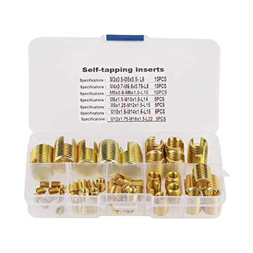 ANKROYU 50 PCs Selbstkipps -Gewindeeinsätze, Messing Look Slotted Repair Kit mit 7 Größen für Holzplastikbefestigung von ANKROYU