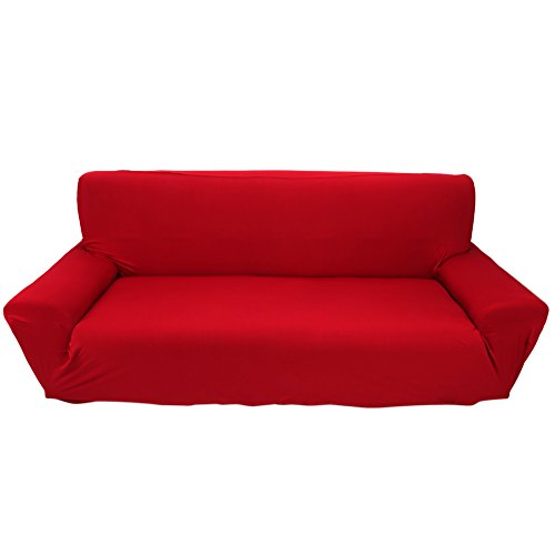 ANKROYU 7 Einfarbige Sofa-Schonbezug, Polyester-Couchbezug, Stretch-Sofa-Schonbezug, 3-Sitzer-Sofabezug, Sofa-Schutzbezug, Sofabezug, Couch-Schonbezug Für Sofa(Weinrot) von ANKROYU