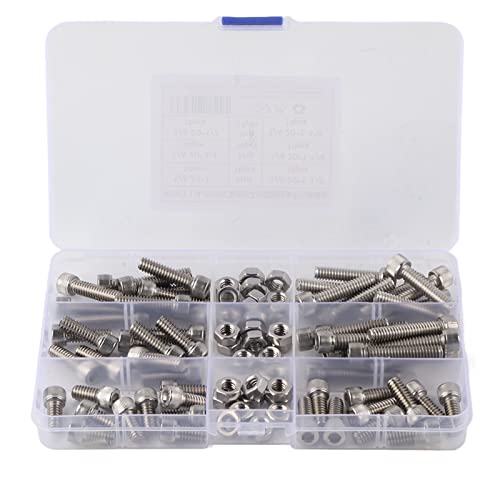 ANKROYU 90 Stück 1/4 20UNC Edelstahl Innensechskantschrauben Sortiment Innensechskantschrauben Hardware Kit Innensechskantschrauben Kits von ANKROYU