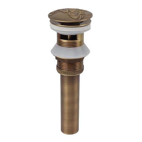 ANKROYU Alle Kupfer -Pop -up -Spüle Drain Premium Antique Design Küche Badewaschbecken Abfluss Nicht -Leckage Schnelle Entwässerung Stabil für Standardbasis Vollkupfermaterial 380g (Mit Loch) von ANKROYU