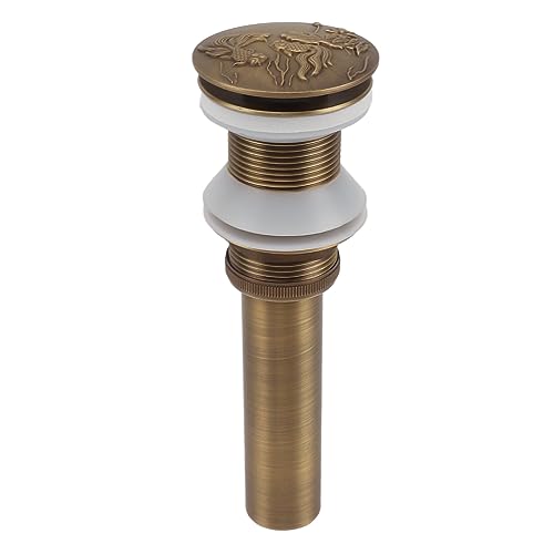 ANKROYU Alle Kupfer -Pop -up -Spüle Drain Premium Antique Design Küche Badewaschbecken Abfluss Nicht -Leckage Schnelle Entwässerung Stabil für Standardbasis Vollkupfermaterial 380g (Ohne Loch) von ANKROYU