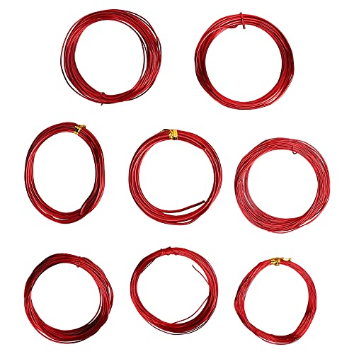 ANKROYU Aluminium Basteldraht Schmuck Perlen Draht Weiche flexible dauerhafte DIY -Handwerksmaterial für Schmuck Magen Bonsai Modeling Haarbänder rot 8 Rollen 0,6 mm 3 mm verschied von ANKROYU