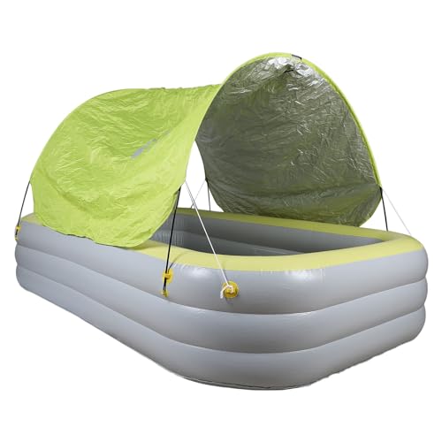 ANKROYU Aufblasbarer Pool mit Baldachin Großer Familie Blasenpool mit Wasserrutsche für Erwachsene Kinder Hinterhof im Freien Garten 2,6 m PVC (Gelb) von ANKROYU