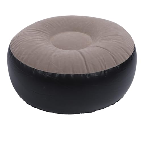 ANKROYU Aufblasbares strömtem Hocker Leicht tragbarer Faltbarer runder Sitz mit weicher Strockoberfläche für Campingreisen im Freien Wanderung Picknick PVC -Material 24,4x24.4x12,2 Zoll (Kaffeefarbe) von ANKROYU