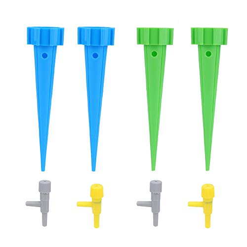 ANKROYU Automatische Pflanzenwasserer -Selbstbewässerungspikes einstellbares Tropfbewässerungsgerät mit Fließregelventil für Innenputzpflanzen 4pcs 13,5 cm von ANKROYU