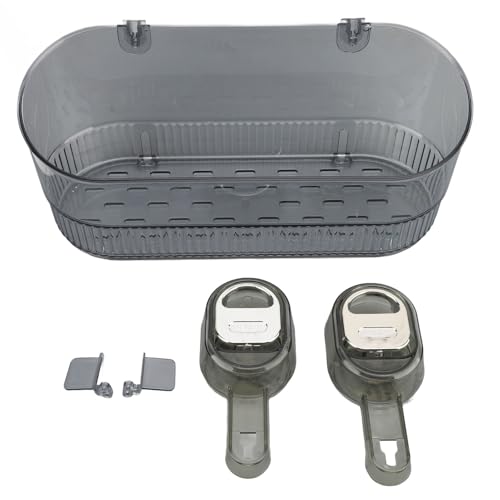 ANKROYU Badezimmersaugne Tasse Lagerhalter Multifunktional wasserfeste Kunststoff Effizienter Entwässerung Saugnapfbecher Dusche Caddy für Toilettenartikel im Bad Küchenheim (Transparenter Grau) von ANKROYU