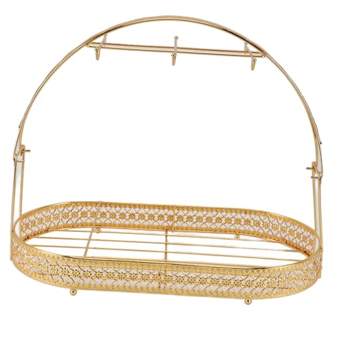 ANKROYU Becher Halter Stand Iron Coffee Tasse Organisator Trockenstange mit 6 Haken für Küchentischschrank -Tisch -Büro Restaurant Langlebige Kapazität Aufbewahrungsanzeige (Gold) von ANKROYU