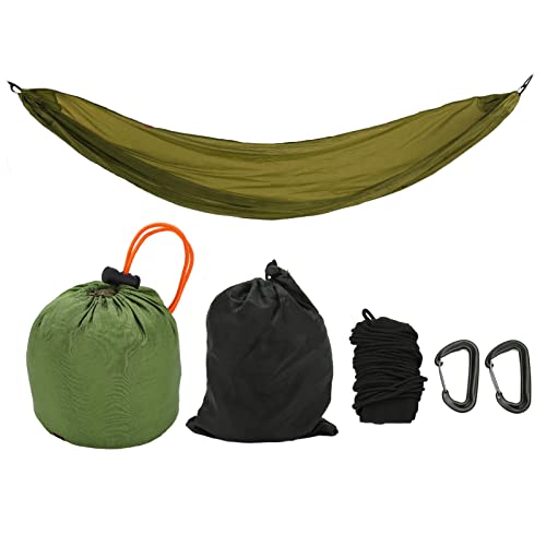 ANKROYU Camping -Hängematte tragbare Fallschirmhängematte mit Aufbewahrungstasche und Schnapphaken für Outdoor -Aktivitäten aus hoher Härte Nylon Silikon -Stoff stark und tragen re (Grasgrün) (Grau) von ANKROYU
