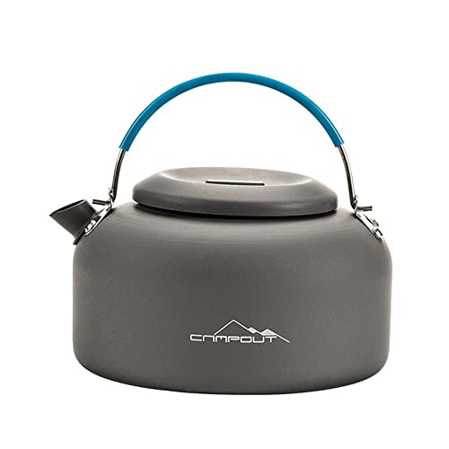 ANKROYU Campingkessel Leichtes Aluminium Outdoor Tea Topf 1.4L Tragbarer Wasserkessel mit Gummigriff zum Wandern Rucksackpicknick Schnellkochen Rippenboden BOLTER SPill Proof Desig von ANKROYU