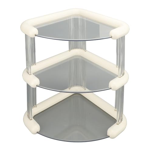 ANKROYU Desktop -Eckständer Mehrzweck Einfacher stilvoller Kapazität 3 Ebenen Eckspeicherorganisator für Badezimmer Küchenbüro Kunststoff Transparent 50.8oz (Weiß) von ANKROYU
