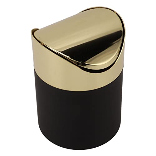 ANKROYU Desktop Mülleimer, Mini Mülleimer aus Edelstahl Für Den Haushalt, Clamshell Papierkorb Mit Goldenem Deckel, Gold Desktop Schwingdeckeleimer Im Wohnzimmer Im Haushalt Verwendet von ANKROYU