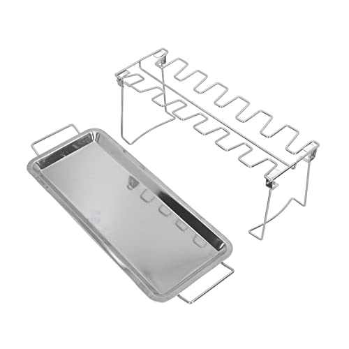 ANKROYU Edelstahl Faltbare Hühnerflügelbein -Rack tragbare Grillhalter mit multifunktionalem Tablett für BBQ Camping -Picknick im Freien von ANKROYU