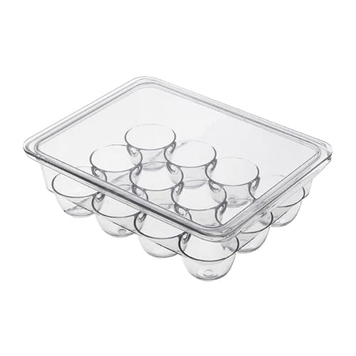 ANKROYU Eierbehälterhalter transparent Stoßdichtung 12 Gitter Pet Eierschale mit Deckel für Kühlschrank Kühlschrank Speicherorganisator von ANKROYU