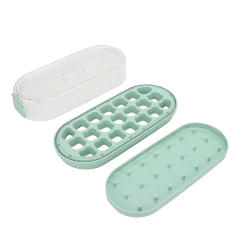 ANKROYU Eiswürfelschale mit Deckel und Mülleimer mit großer Kapazität stapelbarer Gefrierschrank Ice Cubes Maker zum Kühlen von Getränkensäften und Cocktails Food Grade Plastik 21 (Grün) von ANKROYU