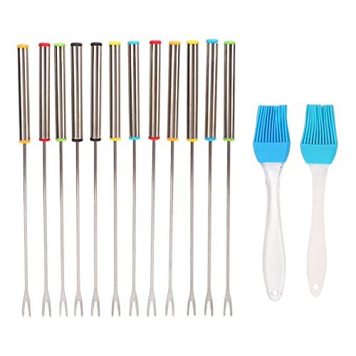 ANKROYU Fonduegabeln aus Edelstahl, 24 cm, hitzebeständig, farbiger Griff, Fonduestäbchen für Obst, Fleisch, Schokolade, Käse, für Partys, Picknicks, Camping, Familientreffen, 12 S ANKROYU Fonduegabeln aus Edelstahl, 24 cm, hitzebeständig, farbiger Griff, Fonduestäbchen für Obst, Fleisch, Schokolade, Käse, für Partys, Picknicks, Camping, Familientreffen, 12 S von ANKROYU