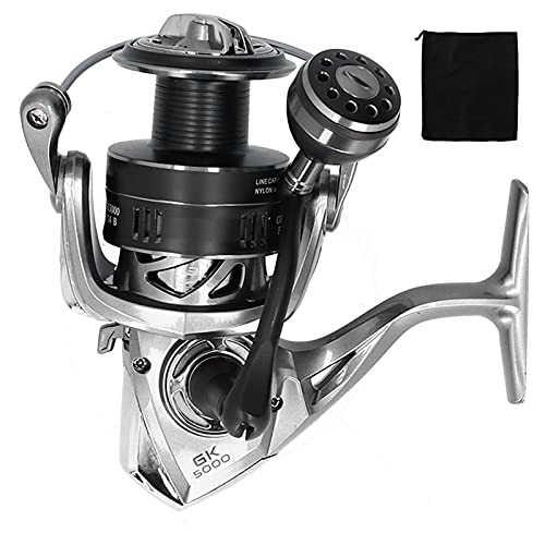 ANKROYU GK -Serie Metallkopf Spinnrolle 4,7: 1 -Geschwindigkeitsverhältnis Fischereikrad mit 13+1BB -Lagern Langlebiger Metalldraht -Tasse Spulen -Kollisionsstreifen für Salzwasser (GK5000) von ANKROYU