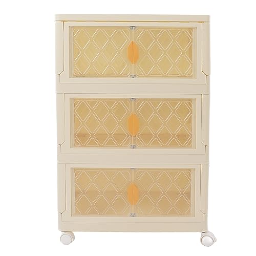 ANKROYU Große Plastikspeicherbehälter mit Türen und Rädern zusammenklappbarer stapelbarer Organizer Box Doppelöffnungsdesign transparent sichtbar für Wohnzimmer Schlafzimmer Küche (3 Tier) von ANKROYU