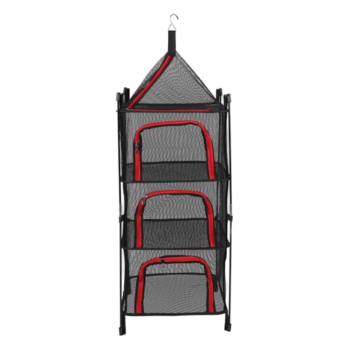 ANKROYU Hängen trockenes Netz faltbar 4 Schicht Multifunktional verdickte Hangnetz NET für Kleidung Fisch Haushalt Campingreisen Premium Material bequemer Aufbewahrung Mehrere Verw (Rot) von ANKROYU